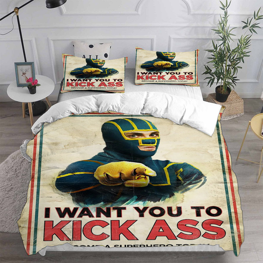 Kick Ass Cosplay Bedding Set Duvet Cover Pillowcases Halloween Home Decor