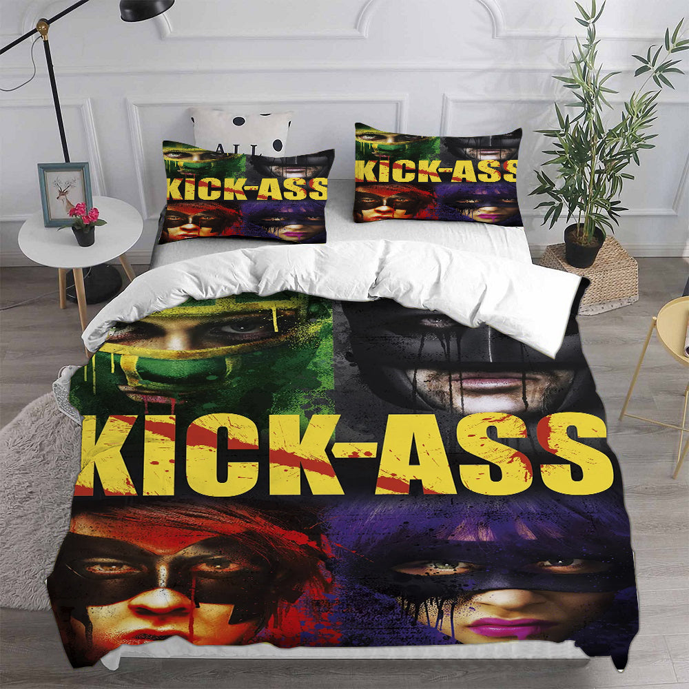 Kick Ass Cosplay Bedding Set Duvet Cover Pillowcases Halloween Home Decor