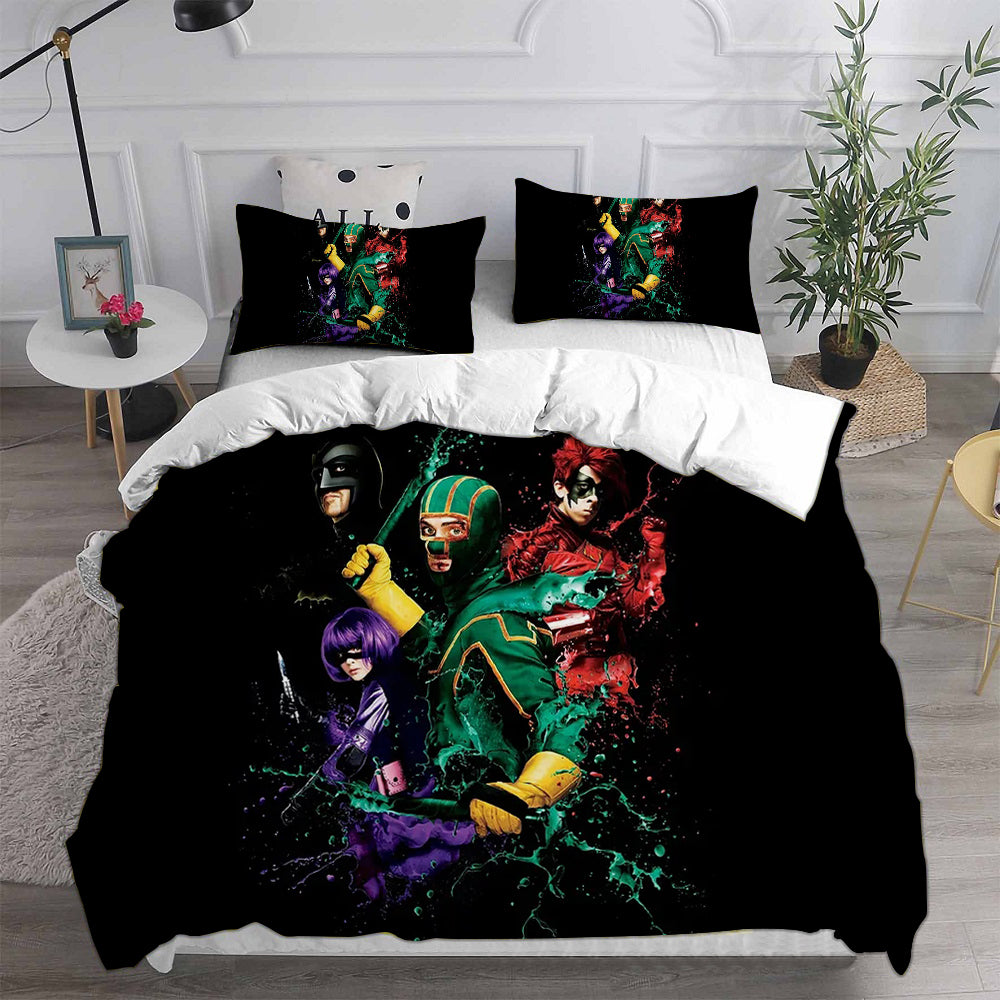 Kick Ass Cosplay Bedding Set Duvet Cover Pillowcases Halloween Home Decor