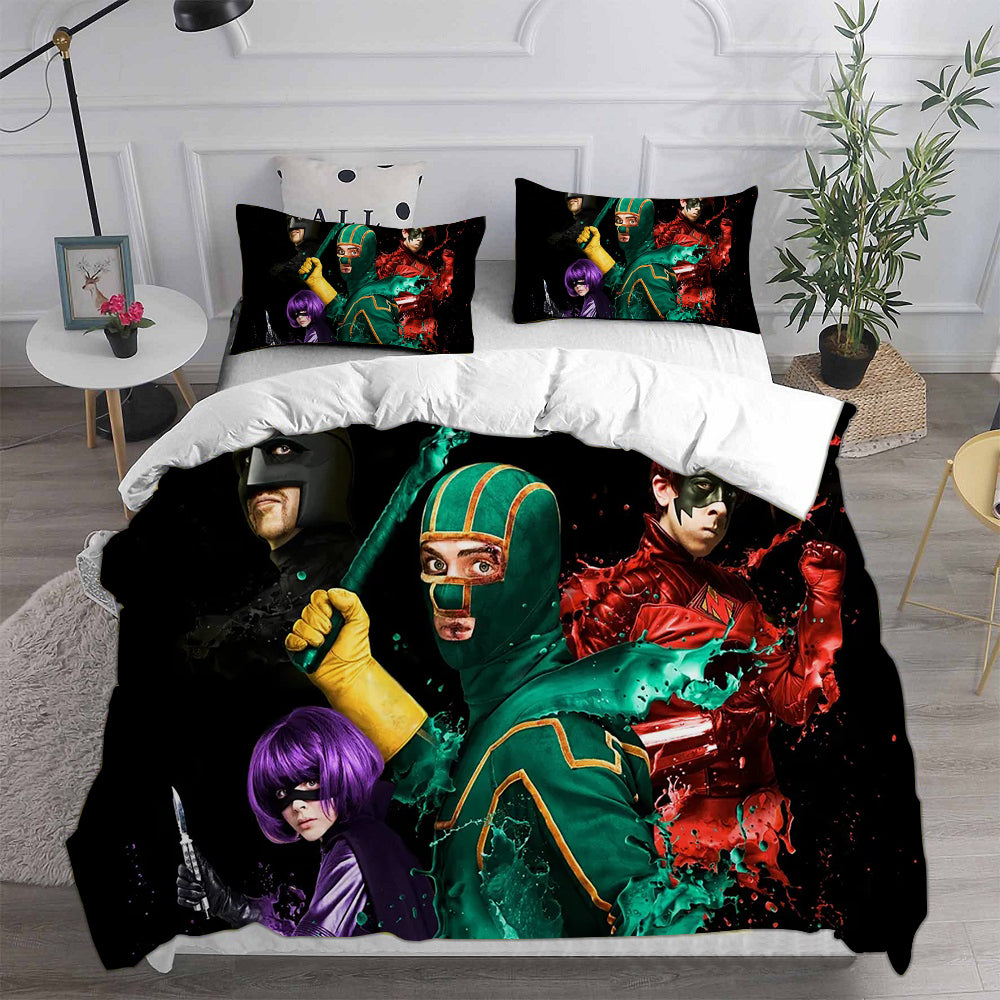 Kick Ass Cosplay Bedding Set Duvet Cover Pillowcases Halloween Home Decor