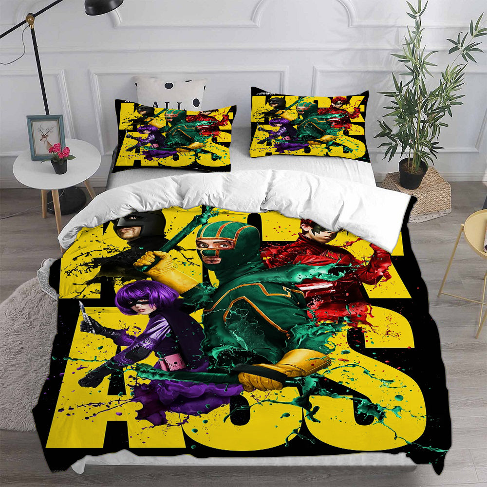 Kick Ass Cosplay Bedding Set Duvet Cover Pillowcases Halloween Home Decor