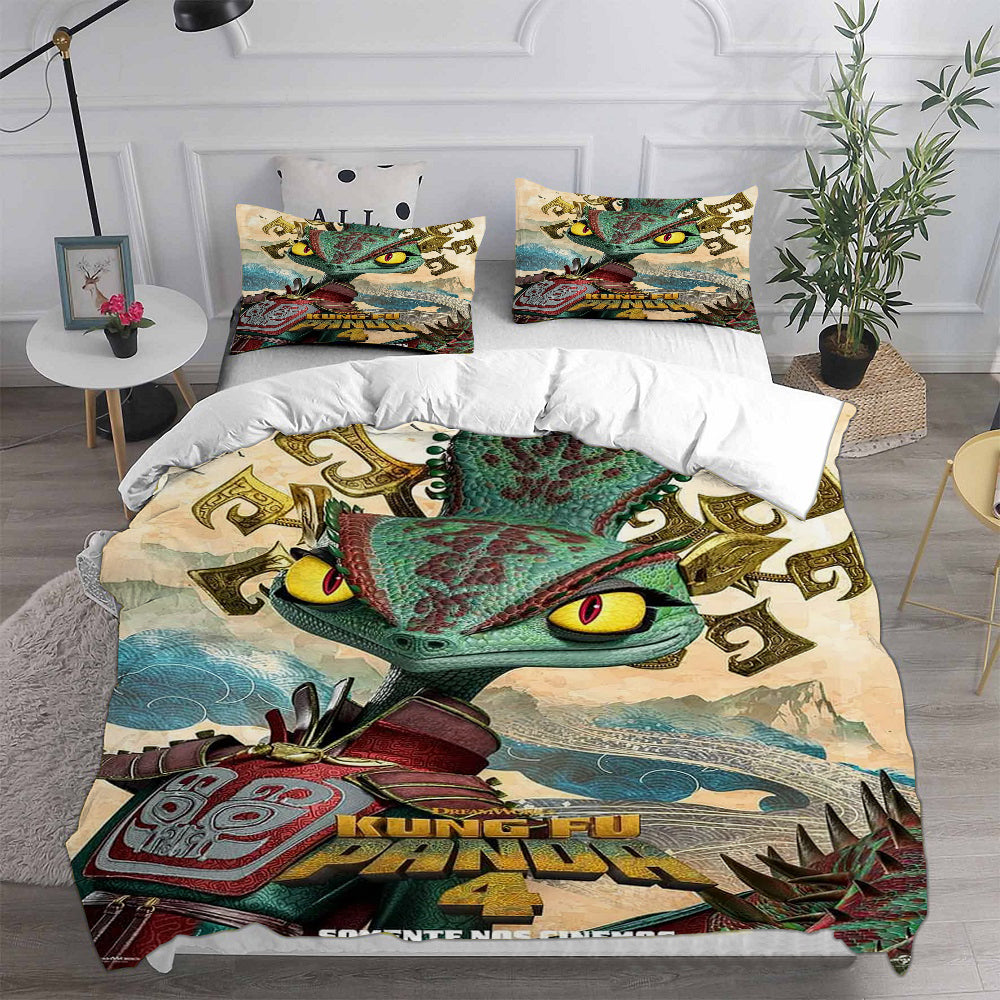 Kung Fu Panda Cosplay Bedding Set Duvet Cover Pillowcases Halloween Home Decor