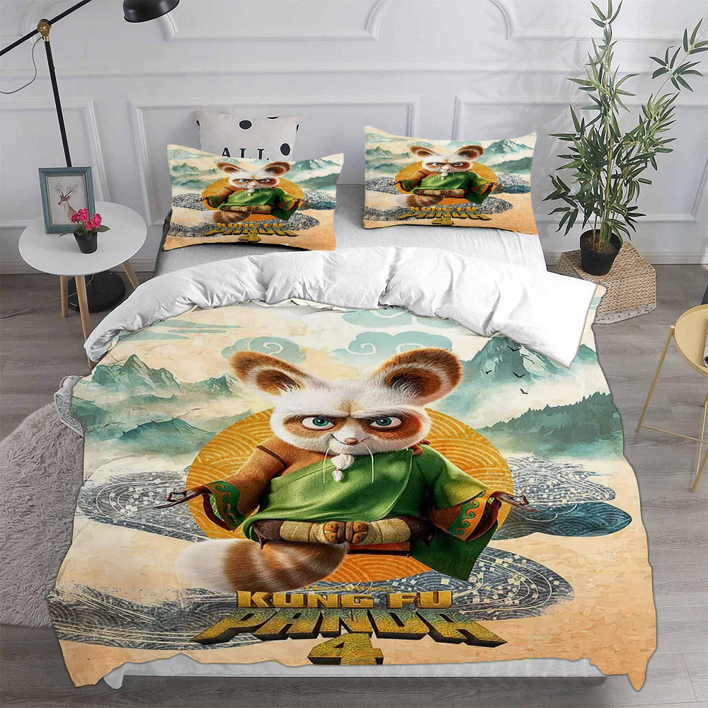 Kung Fu Panda Cosplay Bedding Set Duvet Cover Pillowcases Halloween Home Decor