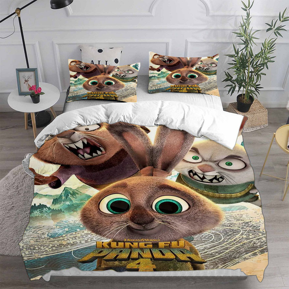 Kung Fu Panda Cosplay Bedding Set Duvet Cover Pillowcases Halloween Home Decor