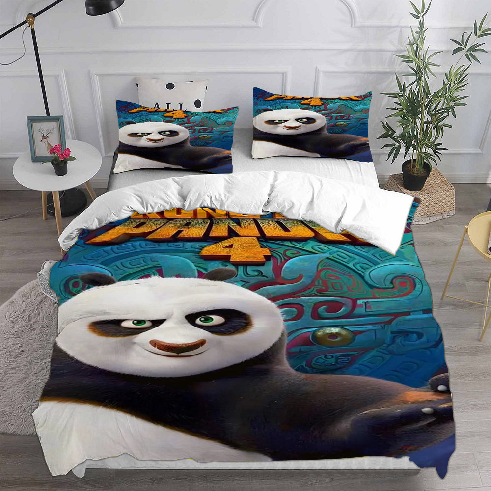 Kung Fu Panda Cosplay Bedding Set Duvet Cover Pillowcases Halloween Home Decor