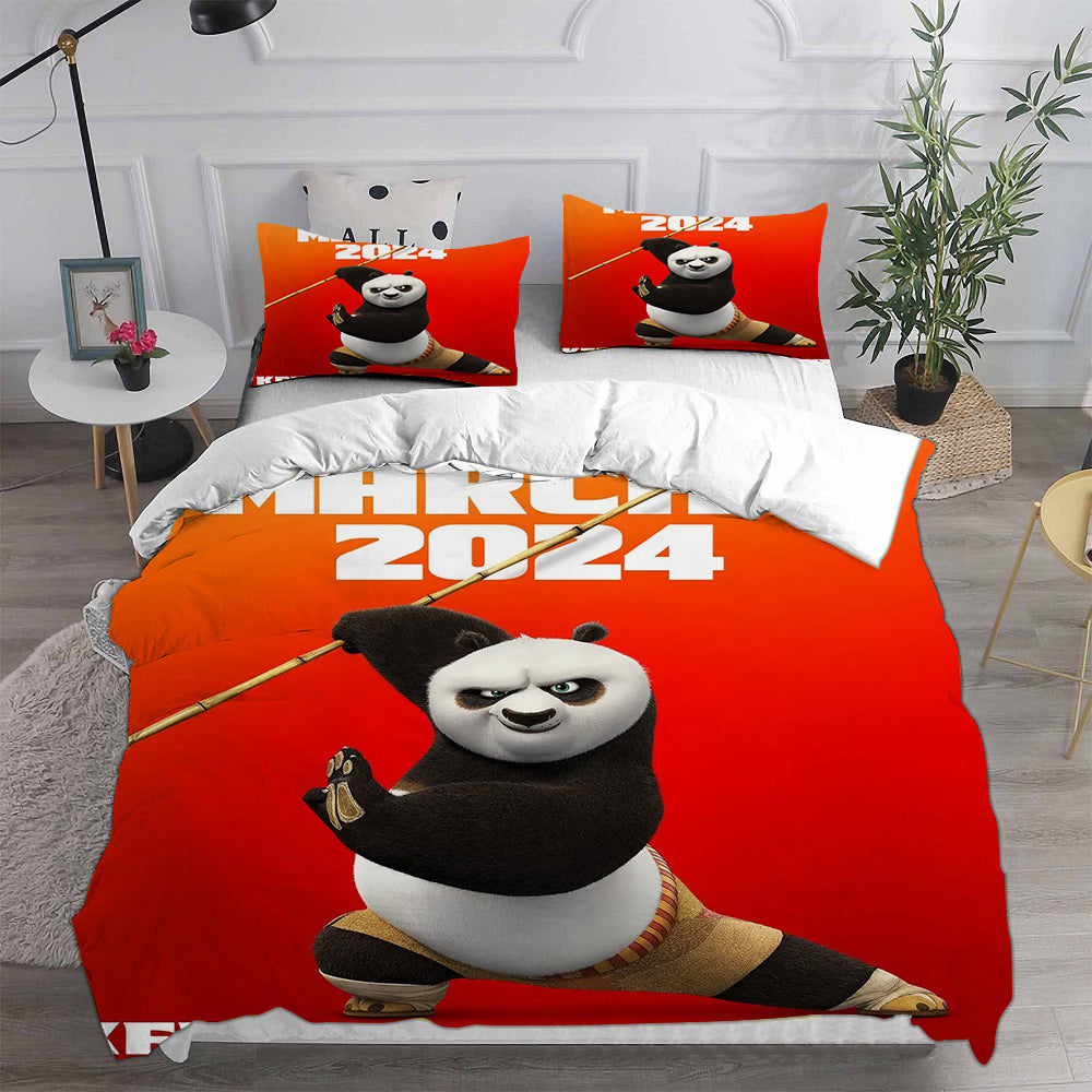 Kung Fu Panda Cosplay Bedding Set Duvet Cover Pillowcases Halloween Home Decor