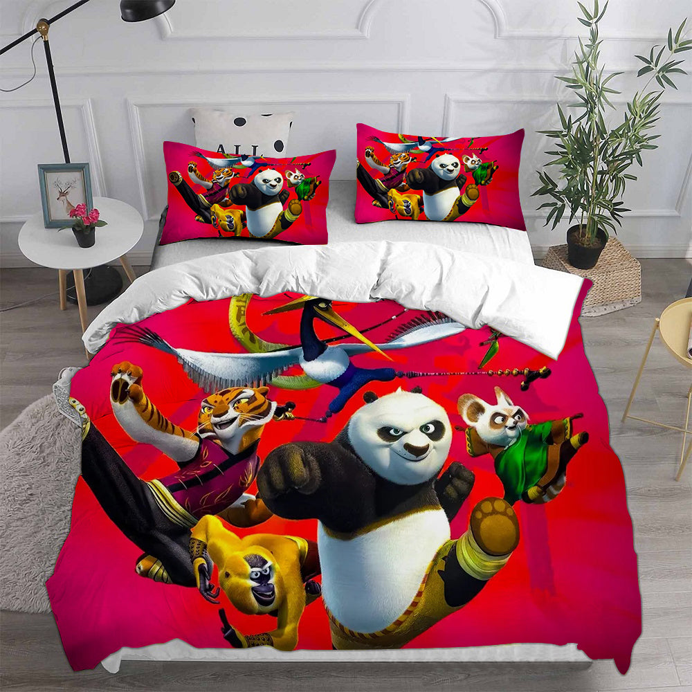 Kung Fu Panda Cosplay Bedding Set Duvet Cover Pillowcases Halloween Home Decor