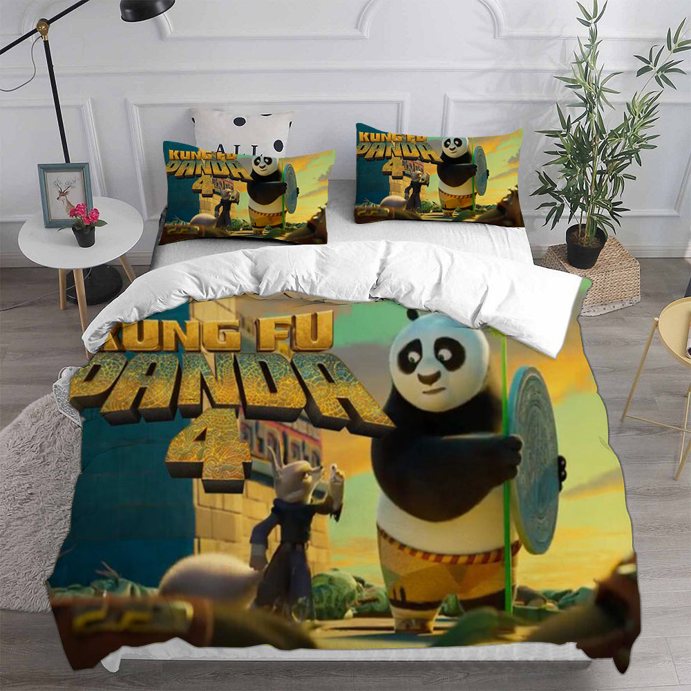 Kung Fu Panda Cosplay Bedding Set Duvet Cover Pillowcases Halloween Home Decor