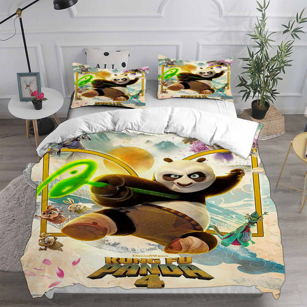 Kung Fu Panda Cosplay Bedding Set Duvet Cover Pillowcases Halloween Home Decor