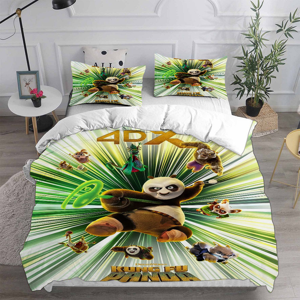 Kung Fu Panda Cosplay Bedding Set Duvet Cover Pillowcases Halloween Home Decor