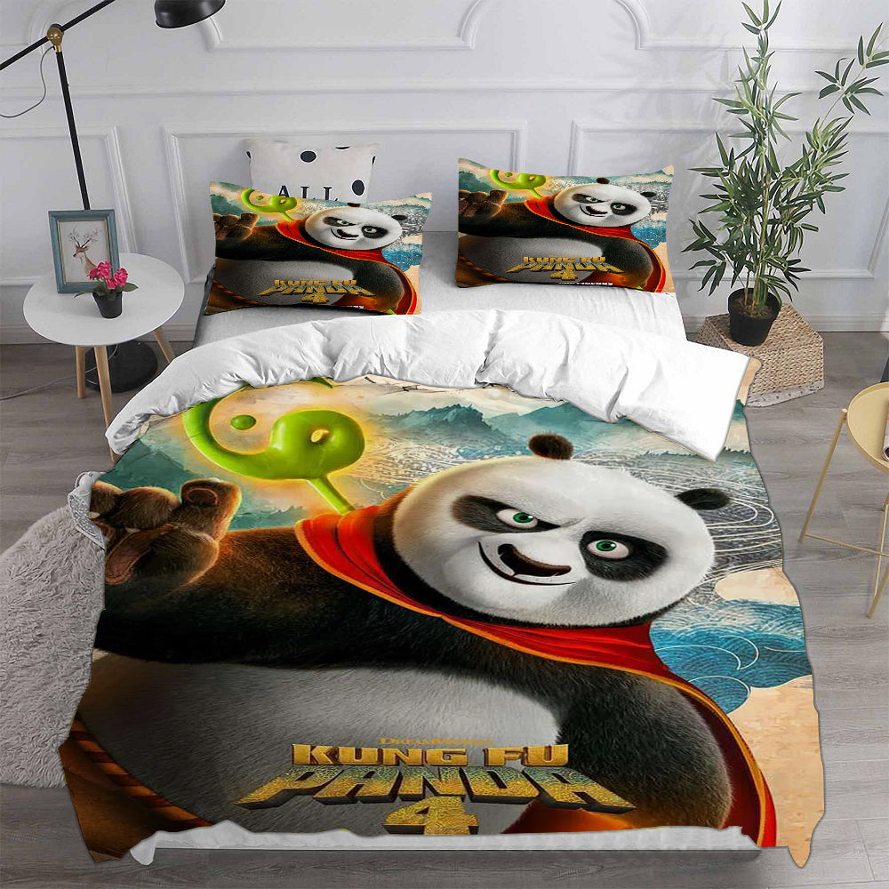 Kung Fu Panda Cosplay Bedding Set Duvet Cover Pillowcases Halloween Home Decor