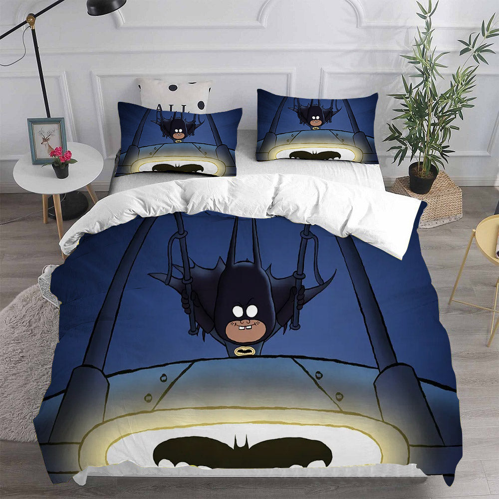 Merry Little Batman Cosplay Bedding Set Duvet Cover Pillowcases Halloween Home Decor