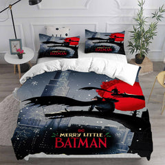 Merry Little Batman Cosplay Bedding Set Duvet Cover Pillowcases Halloween Home Decor