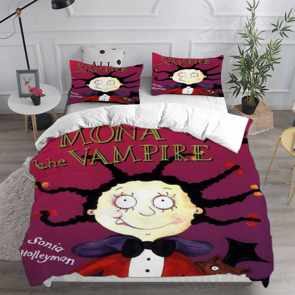 Mona the Vampire Cosplay Bedding Set Duvet Cover Pillowcases Halloween Home Decor