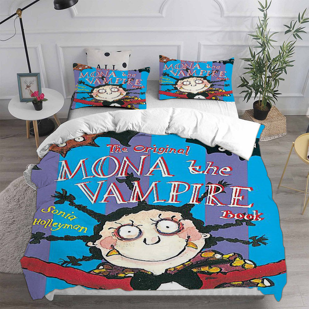 Mona the Vampire Cosplay Bedding Set Duvet Cover Pillowcases Halloween Home Decor