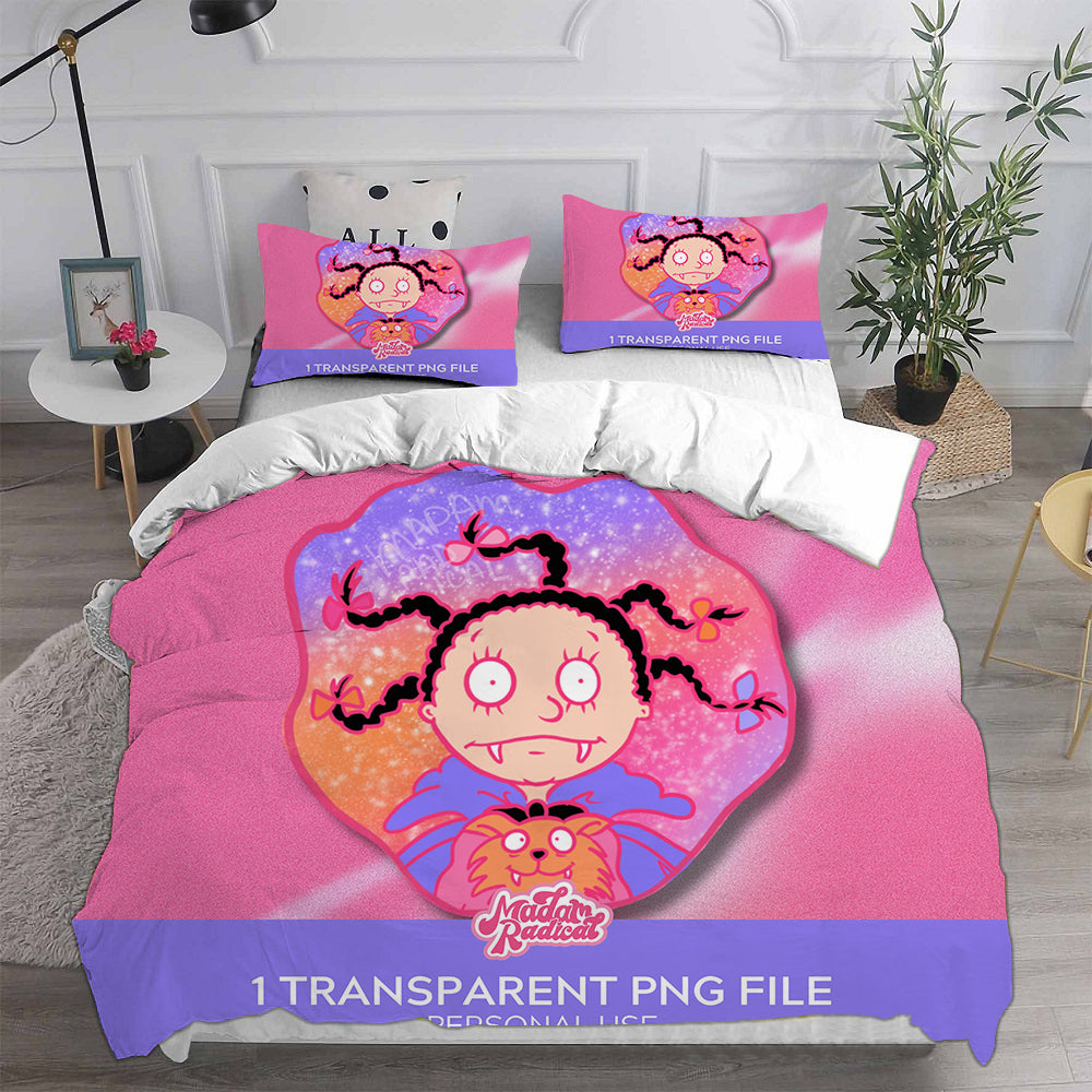 Mona the Vampire Cosplay Bedding Set Duvet Cover Pillowcases Halloween Home Decor