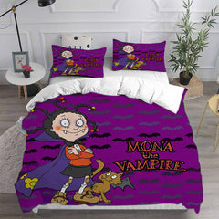 Mona the Vampire Cosplay Bedding Set Duvet Cover Pillowcases Halloween Home Decor