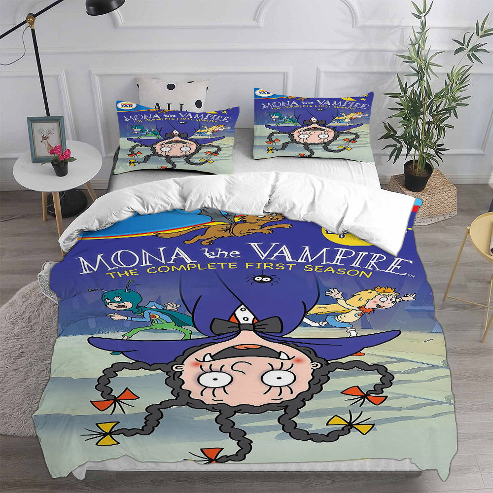 Mona the Vampire Cosplay Bedding Set Duvet Cover Pillowcases Halloween Home Decor