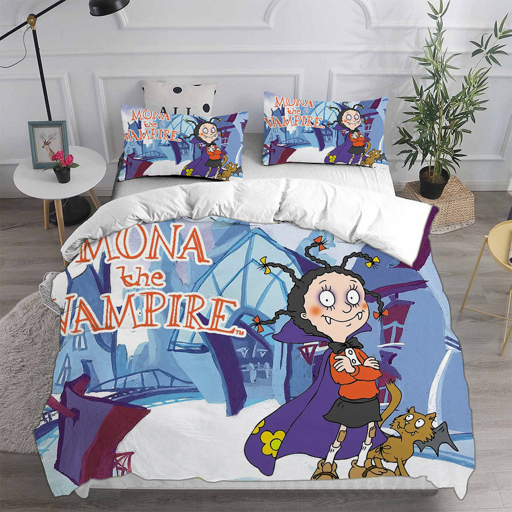 Mona the Vampire Cosplay Bedding Set Duvet Cover Pillowcases Halloween Home Decor