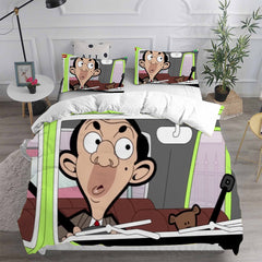 Mr. Bean The Animated Series Cosplay Bedding Set Duvet Cover Pillowcases Halloween Home Decor