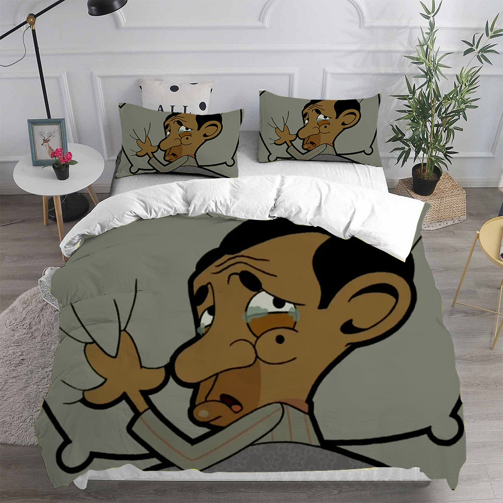 Mr. Bean The Animated Series Cosplay Bedding Set Duvet Cover Pillowcases Halloween Home Decor