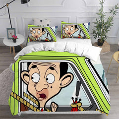 Mr. Bean The Animated Series Cosplay Bedding Set Duvet Cover Pillowcases Halloween Home Decor