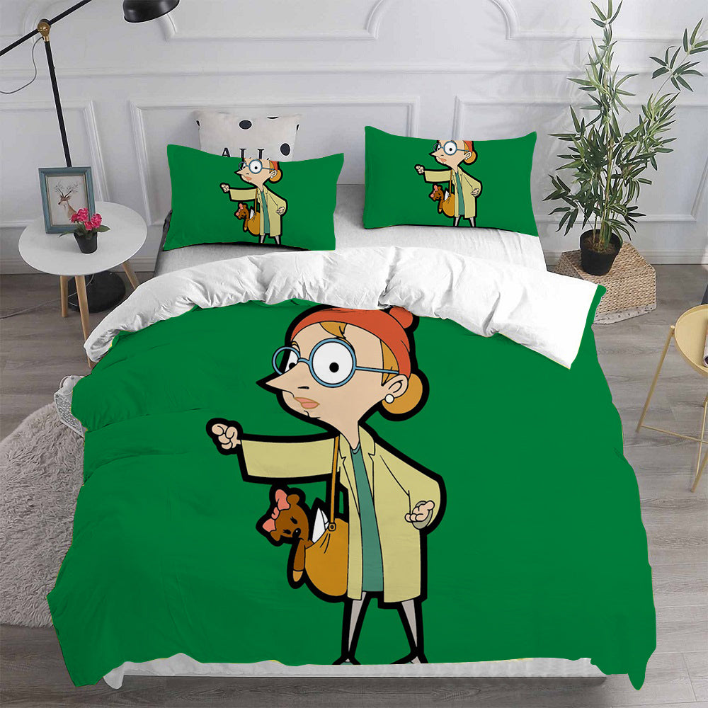 Mr. Bean The Animated Series Cosplay Bedding Set Duvet Cover Pillowcases Halloween Home Decor