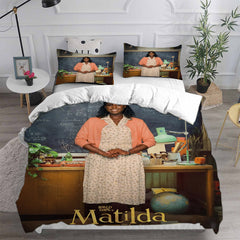 Roald Dahl’s Matilda the Musical Cosplay Bedding Set Duvet Cover Pillowcases Halloween Home Decor