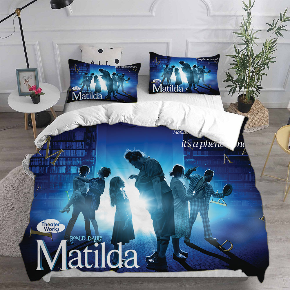 Roald Dahl’s Matilda the Musical Cosplay Bedding Set Duvet Cover Pillowcases Halloween Home Decor