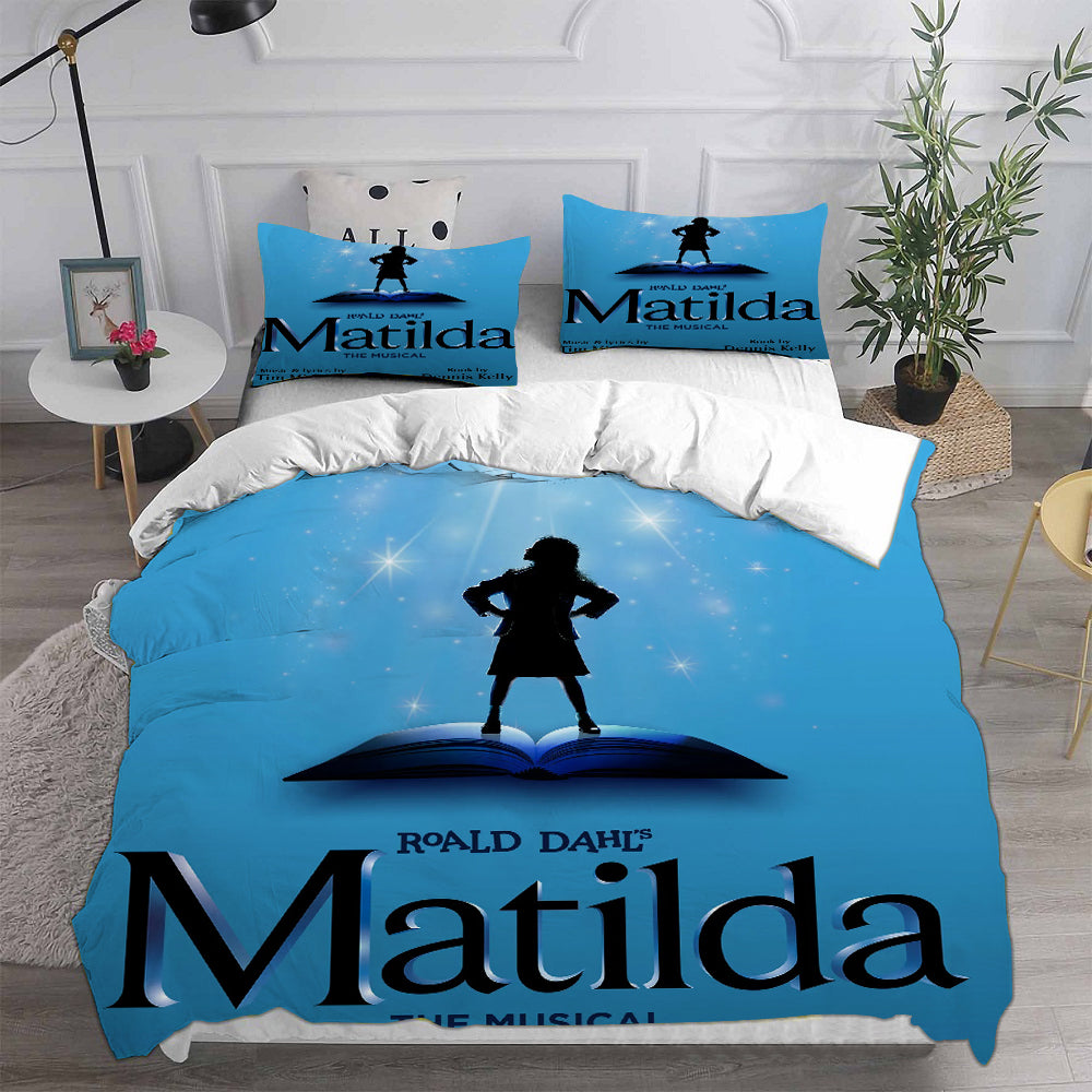 Roald Dahl’s Matilda the Musical Cosplay Bedding Set Duvet Cover Pillowcases Halloween Home Decor