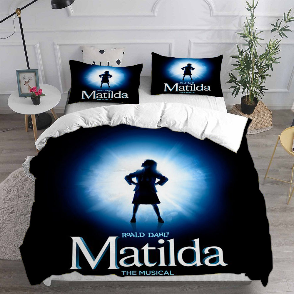 Roald Dahl’s Matilda the Musical Cosplay Bedding Set Duvet Cover Pillowcases Halloween Home Decor