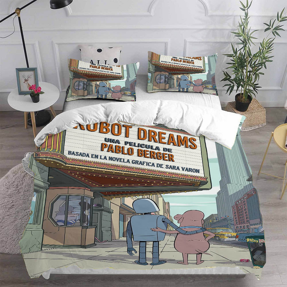 Robot Dreams Cosplay Bedding Set Duvet Cover Pillowcases Halloween Home Decor