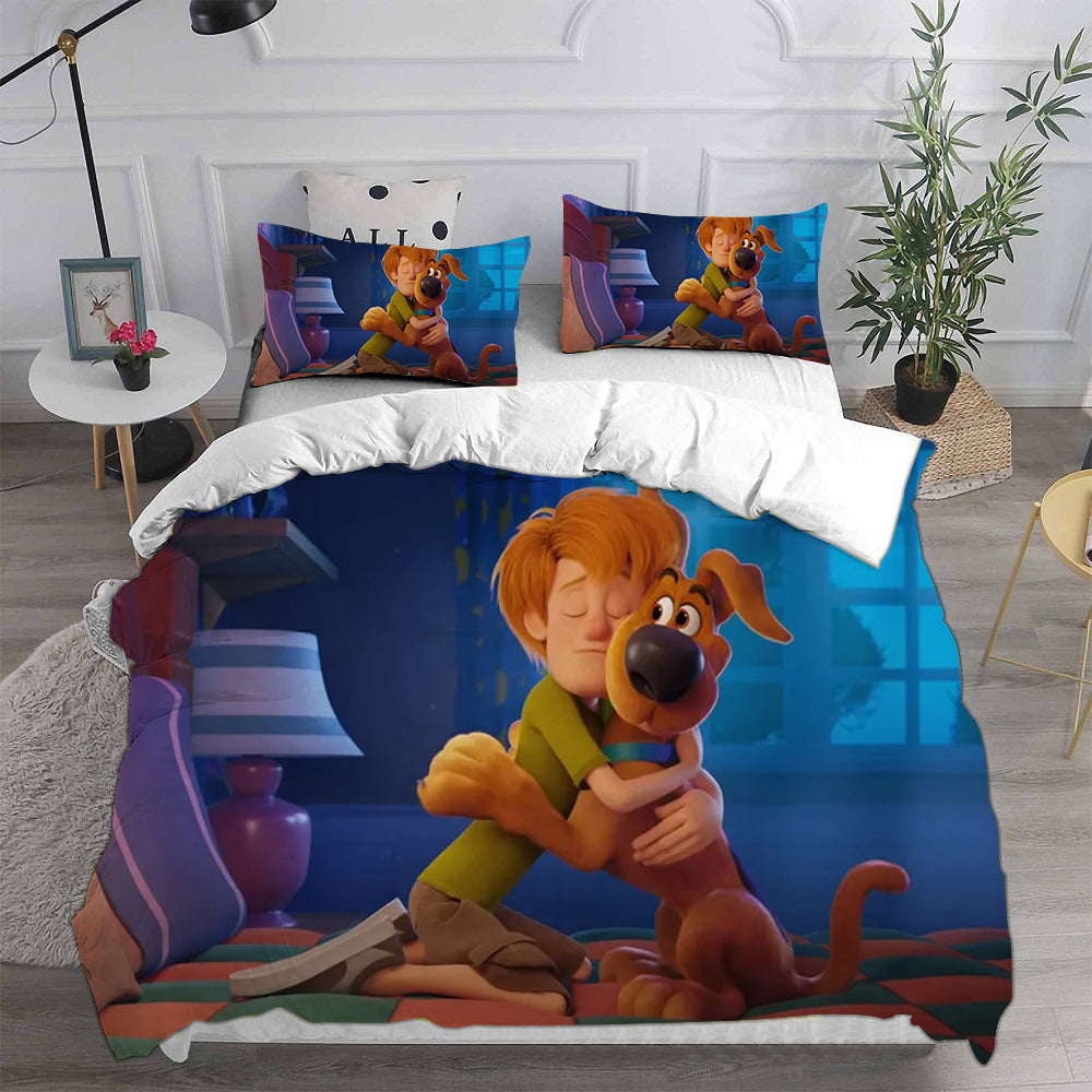 Scooby Dog Cosplay Bedding Set Duvet Cover Pillowcases Halloween Home Decor