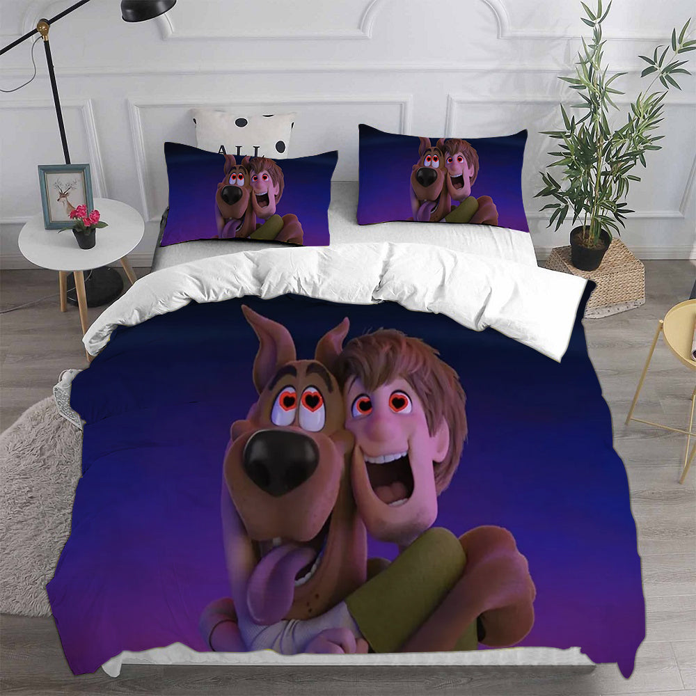 Scooby Dog Cosplay Bedding Set Duvet Cover Pillowcases Halloween Home Decor