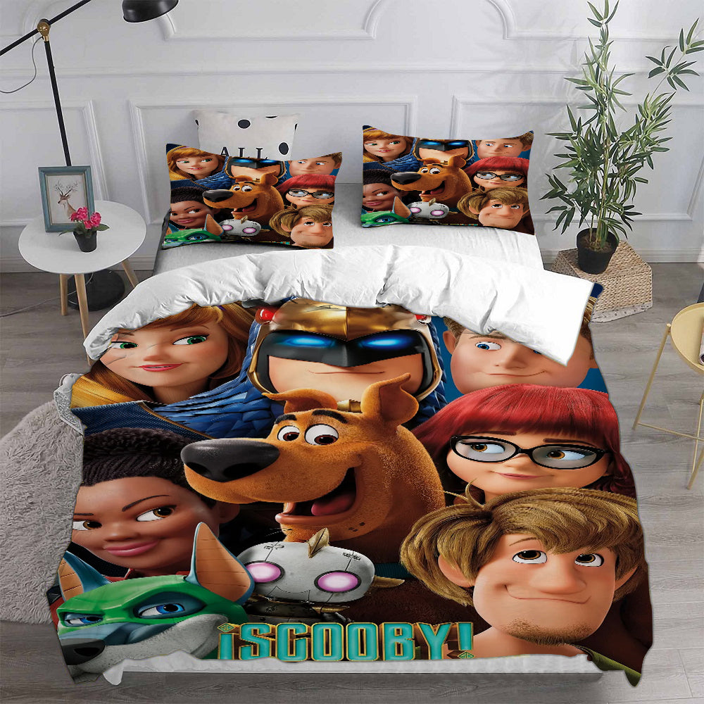 Scooby Dog Cosplay Bedding Set Duvet Cover Pillowcases Halloween Home Decor