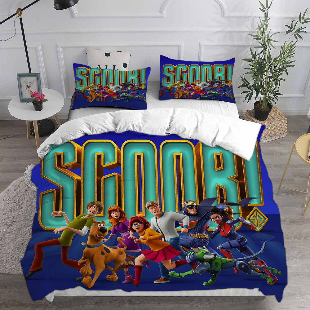 Scooby Dog Cosplay Bedding Set Duvet Cover Pillowcases Halloween Home Decor