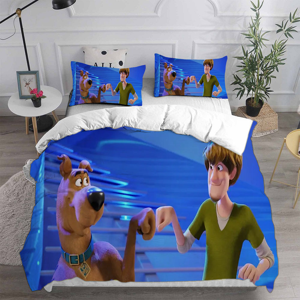 Scooby Dog Cosplay Bedding Set Duvet Cover Pillowcases Halloween Home Decor