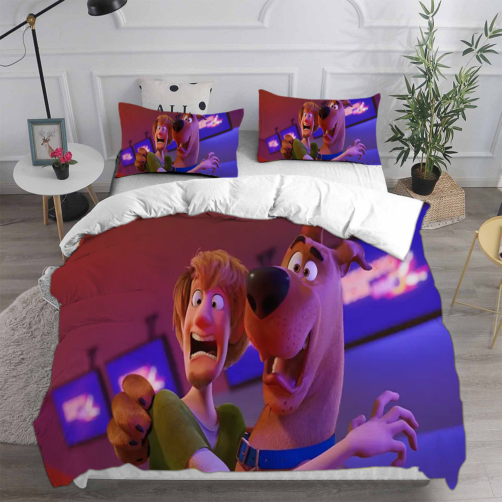 Scooby Dog Cosplay Bedding Set Duvet Cover Pillowcases Halloween Home Decor