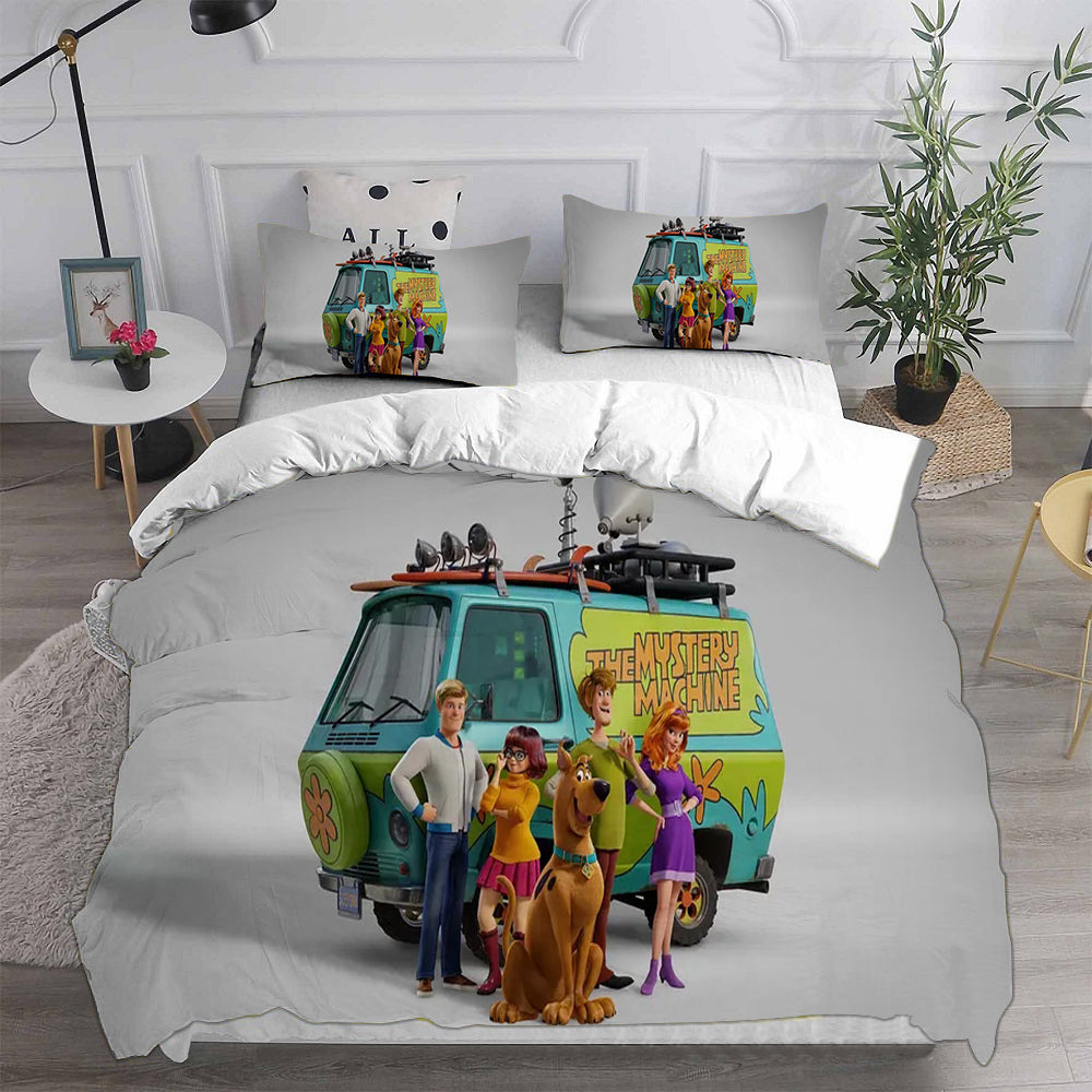 Scooby Dog Cosplay Bedding Set Duvet Cover Pillowcases Halloween Home Decor