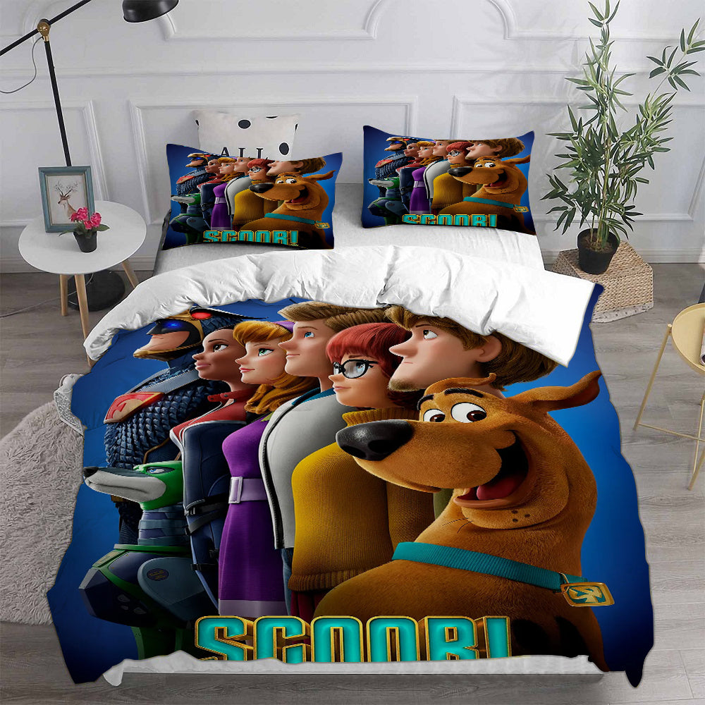 Scooby Dog Cosplay Bedding Set Duvet Cover Pillowcases Halloween Home Decor