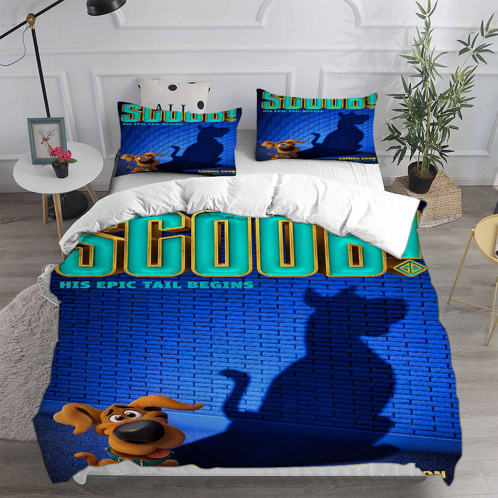 Scooby Dog Cosplay Bedding Set Duvet Cover Pillowcases Halloween Home Decor