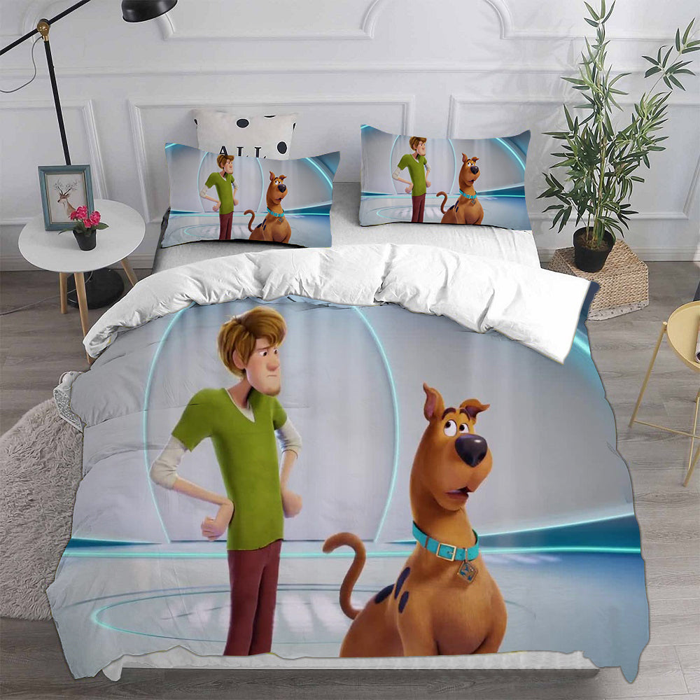 Scooby Dog Cosplay Bedding Set Duvet Cover Pillowcases Halloween Home Decor