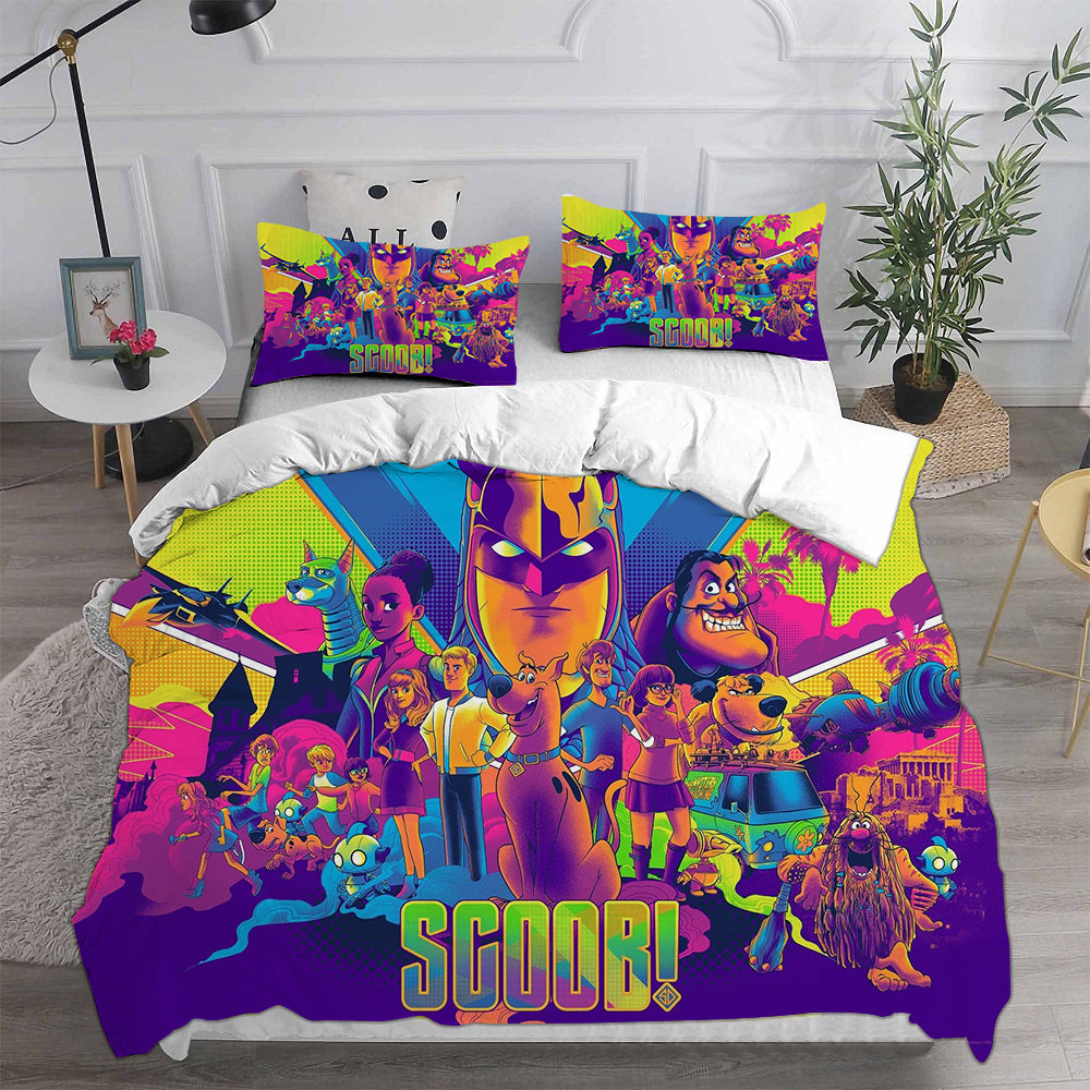 Scooby Dog Cosplay Bedding Set Duvet Cover Pillowcases Halloween Home Decor