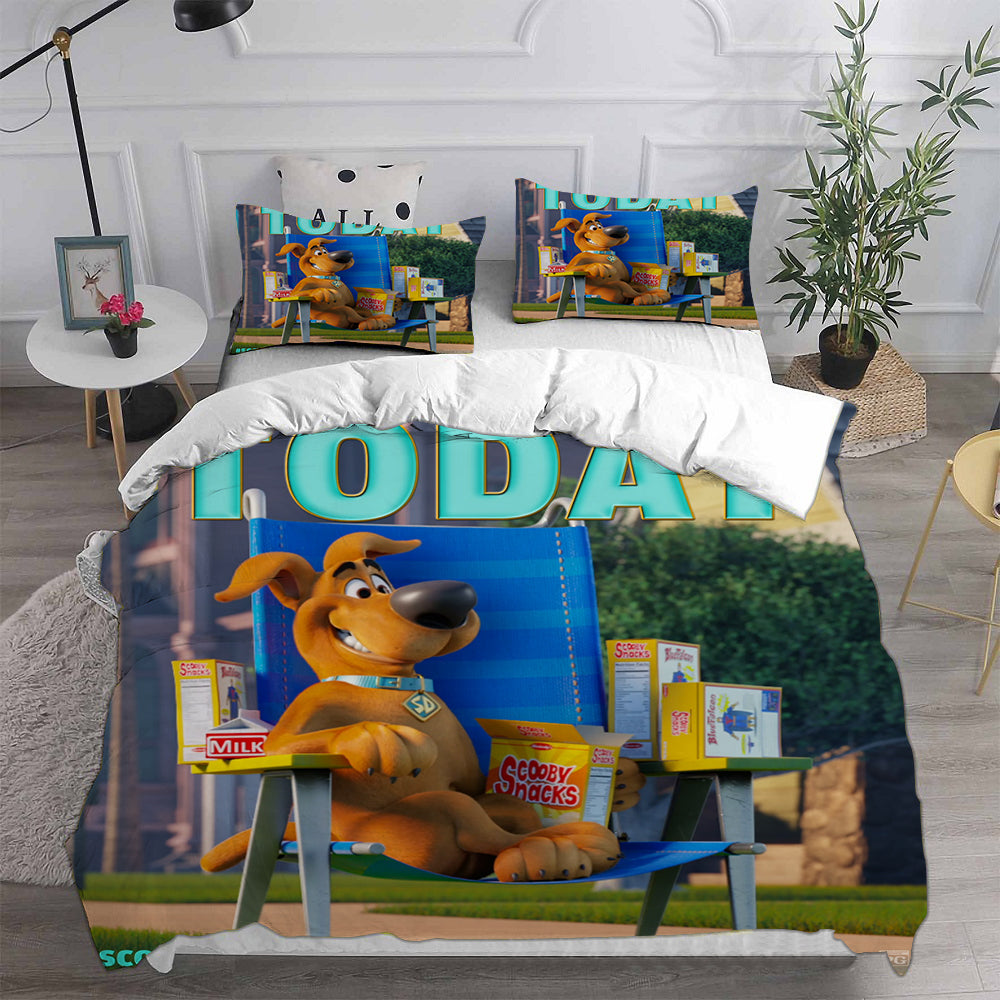 Scooby Dog Cosplay Bedding Set Duvet Cover Pillowcases Halloween Home Decor