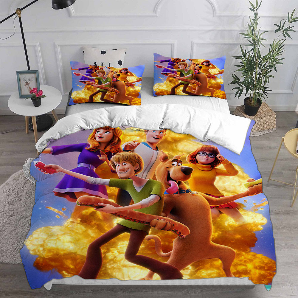 Scooby Dog Cosplay Bedding Set Duvet Cover Pillowcases Halloween Home Decor