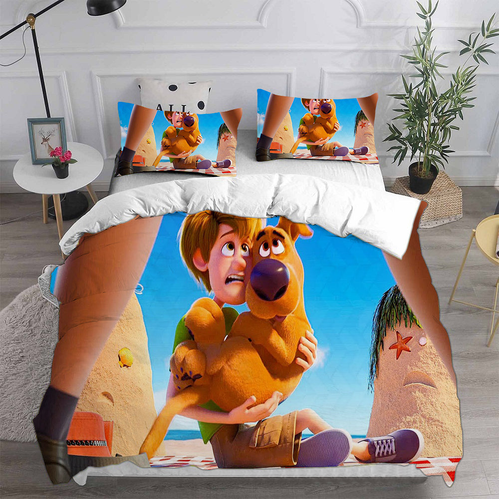 Scooby Dog Cosplay Bedding Set Duvet Cover Pillowcases Halloween Home Decor