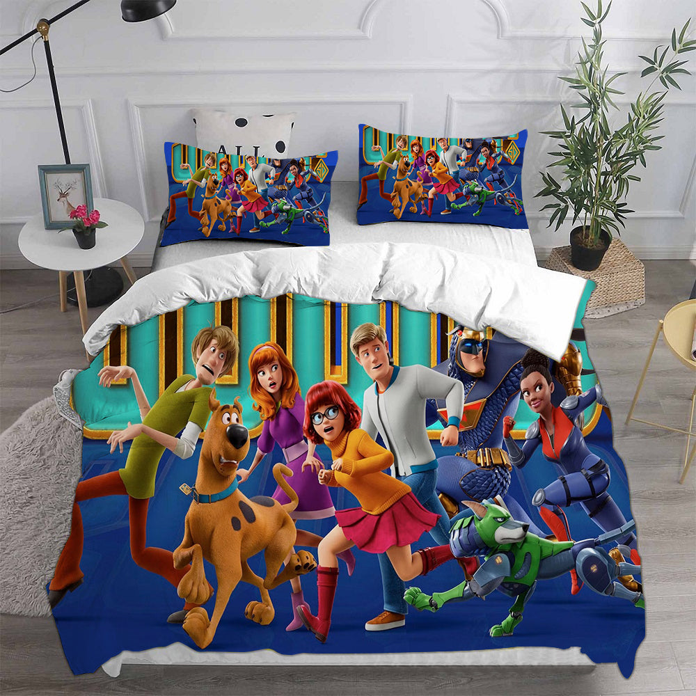 Scooby Dog Cosplay Bedding Set Duvet Cover Pillowcases Halloween Home Decor