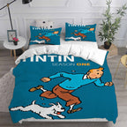 The Adventures of Tintin Cosplay Bedding Set Duvet Cover Pillowcases Halloween Home Decor