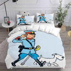 The Adventures of Tintin Cosplay Bedding Set Duvet Cover Pillowcases Halloween Home Decor