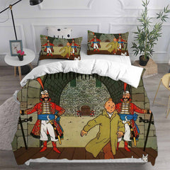 The Adventures of Tintin Cosplay Bedding Set Duvet Cover Pillowcases Halloween Home Decor